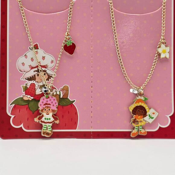 Strawberry Shortcake & Orange Blossom Best Friends Necklace Set New - Picture 2 of 2